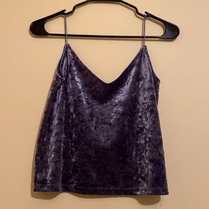 Blue crushed velvet tank top